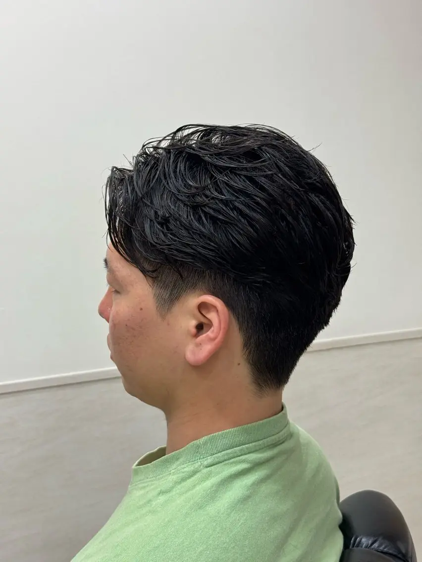 ミディアム パーマ メンズ ミディアムパーマ オールバック メンズパーマ 💈Hisa ／ 理容師💈のヘアスタイル