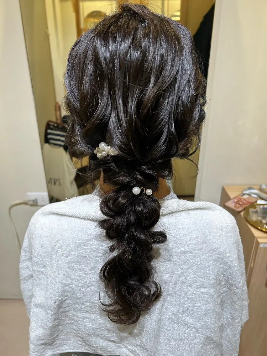 セミロング ヘアセット ボウ🪞ヘアセット /メイク/マツパのマツエク・マツパデザイン