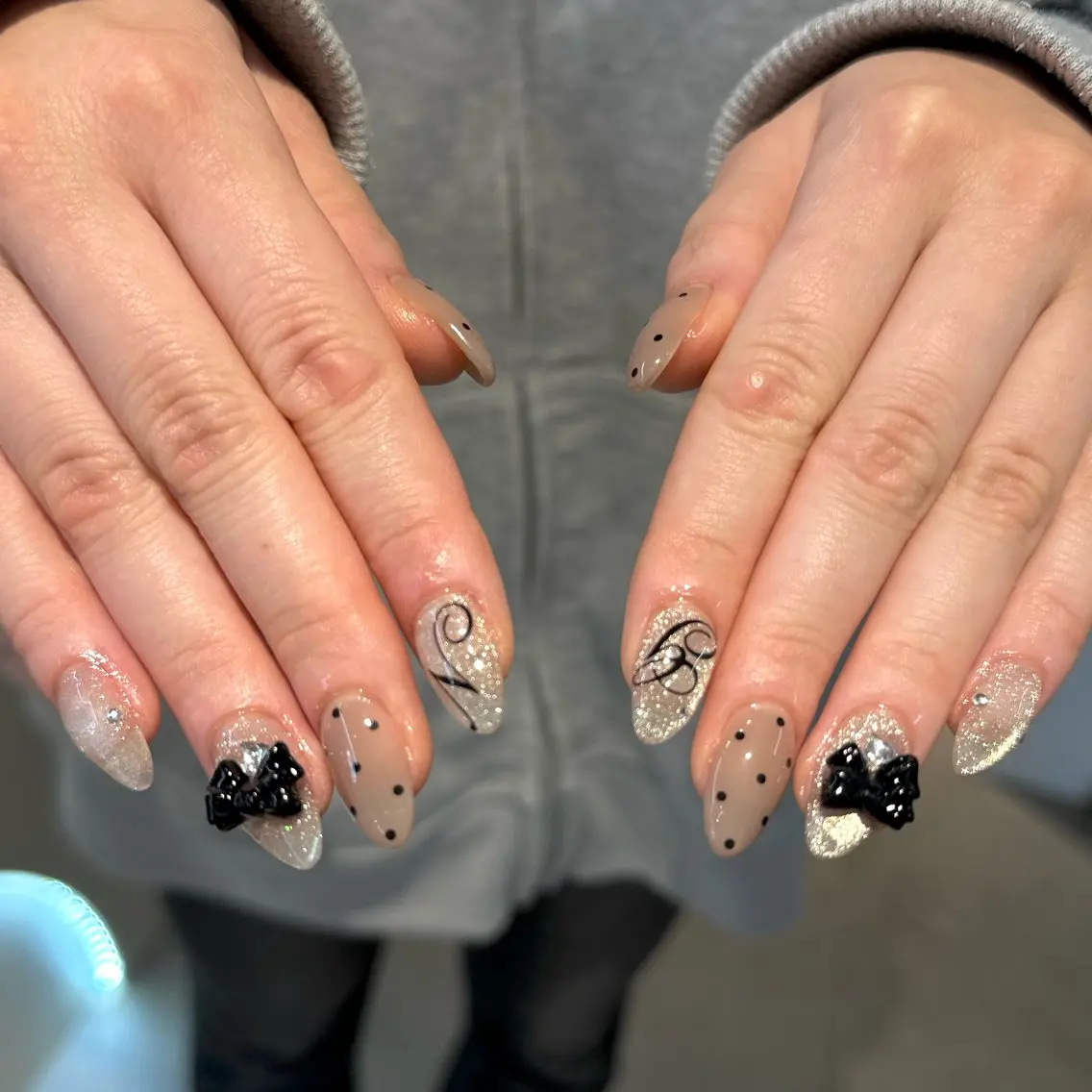 ネイル ドット 長さ出し ジェルネイル 韓国ネイル マグネットネイル ハンドネイル fukuyasu rikaのネイルデザイン