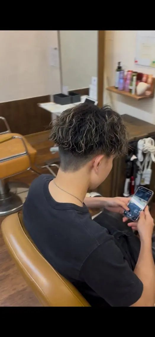 パーマ メンズ カット パーマ 村瀬 友颯のヘアスタイル