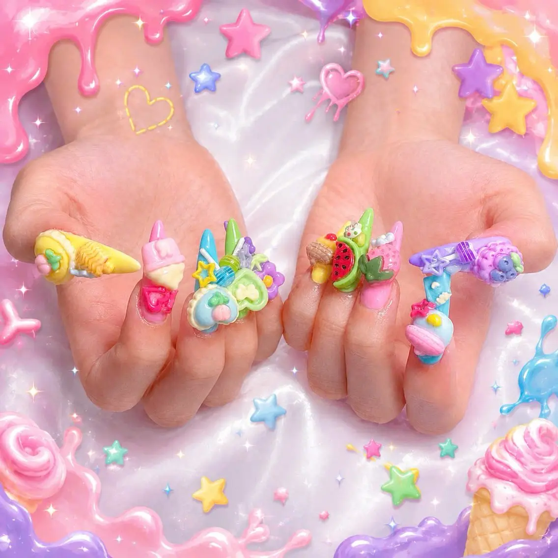 ネイル アートネイル オーロラネイル クリアネイル 長さ出し フレンチネイル ハンドネイル HOT Nail Salonのネイルデザイン