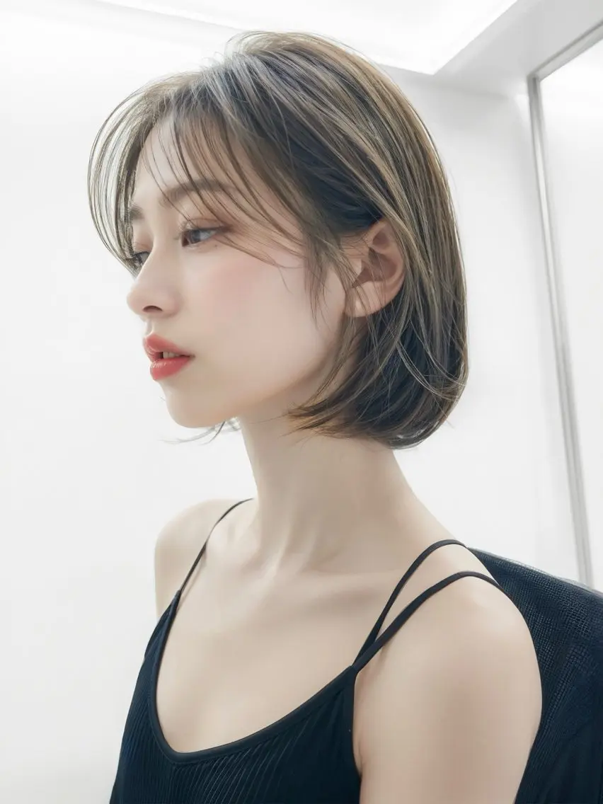 ショート ボブ 韓国風ヘア 神戸でブリーチなら puty/レイヤーのヘアスタイル