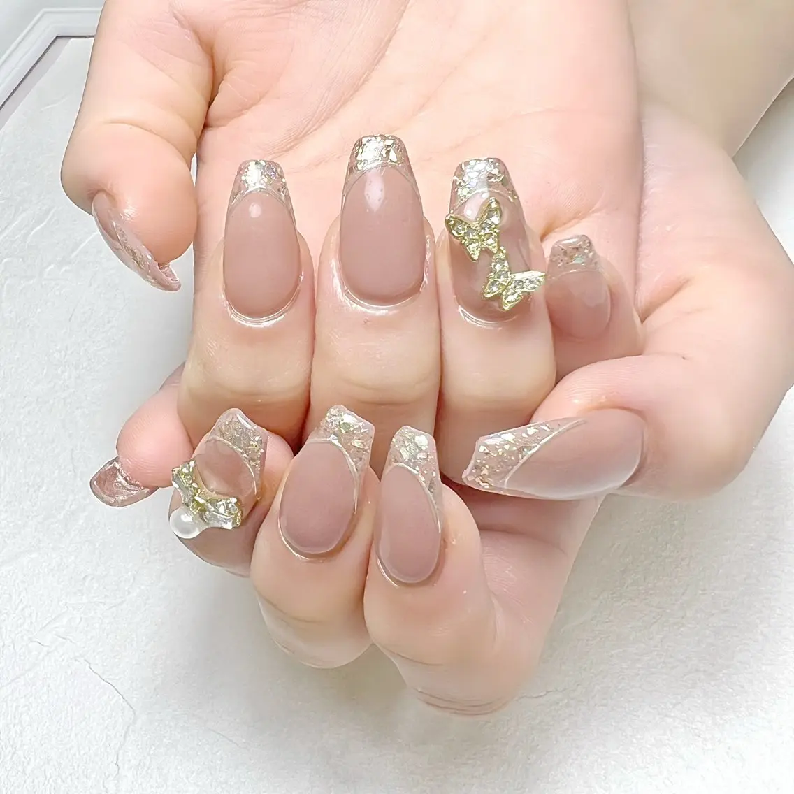 ネイル フレンチネイル ガラスフレンチ オフィスネイル rouse nail RISATOのネイルデザイン