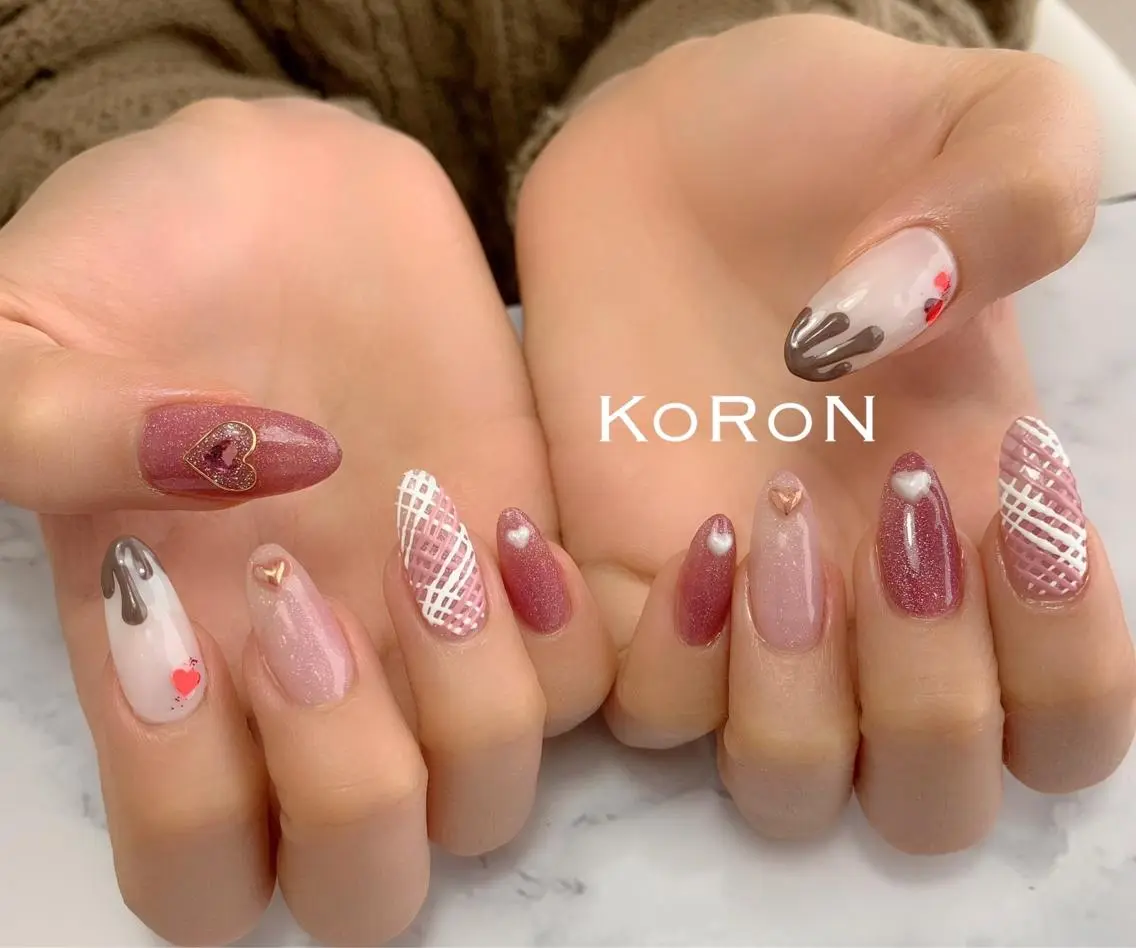 ネイル バレンタイン 自宅サロン鎌倉 KORONのネイルデザイン