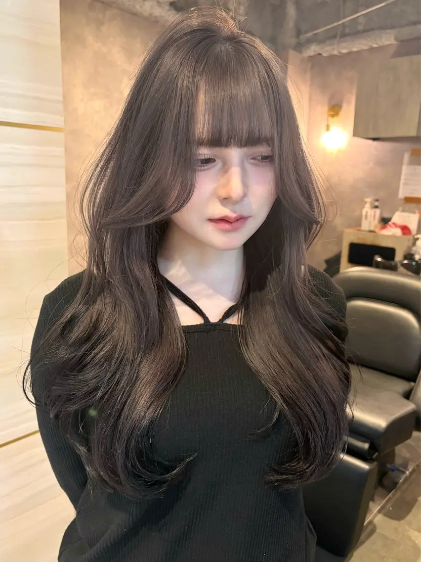 ロング くびれヘア 顔周りカット 韓国風ヘア レイヤーカット カット ヘアカラー トリートメント 🦋高瀬寛菜🦋 韓国/ブリーチのヘアスタイル