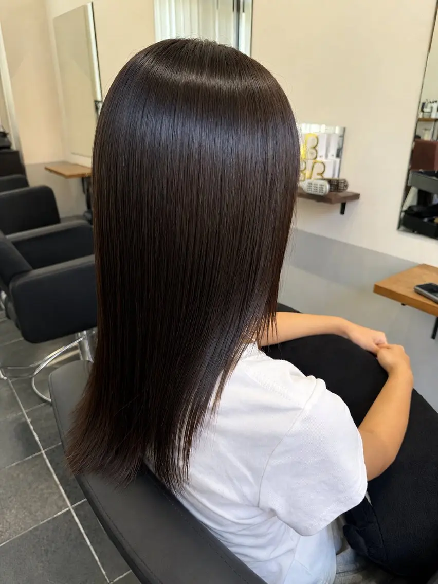 セミロング 縮毛矯正 福井 遥人のヘアスタイル