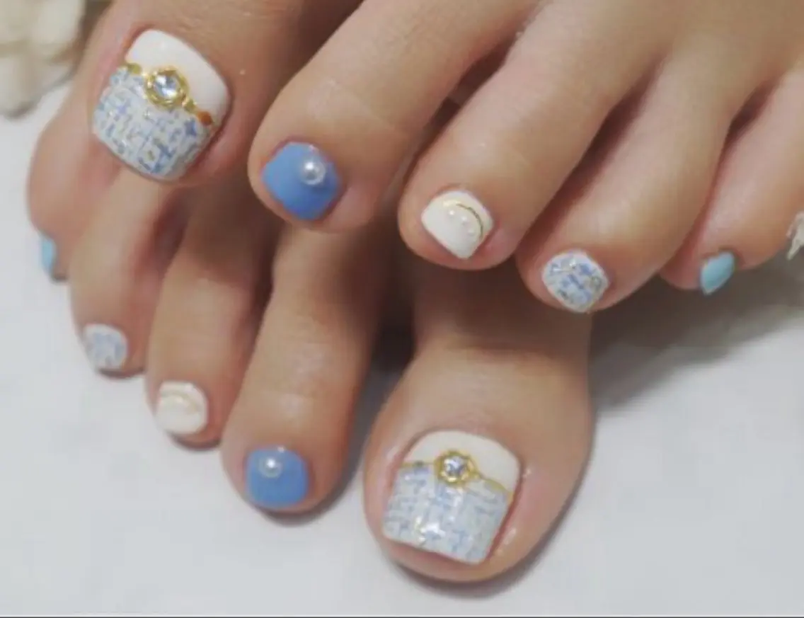 ネイル フットネイル ツイードネイル フットネイル NAIL Luceのネイルデザイン