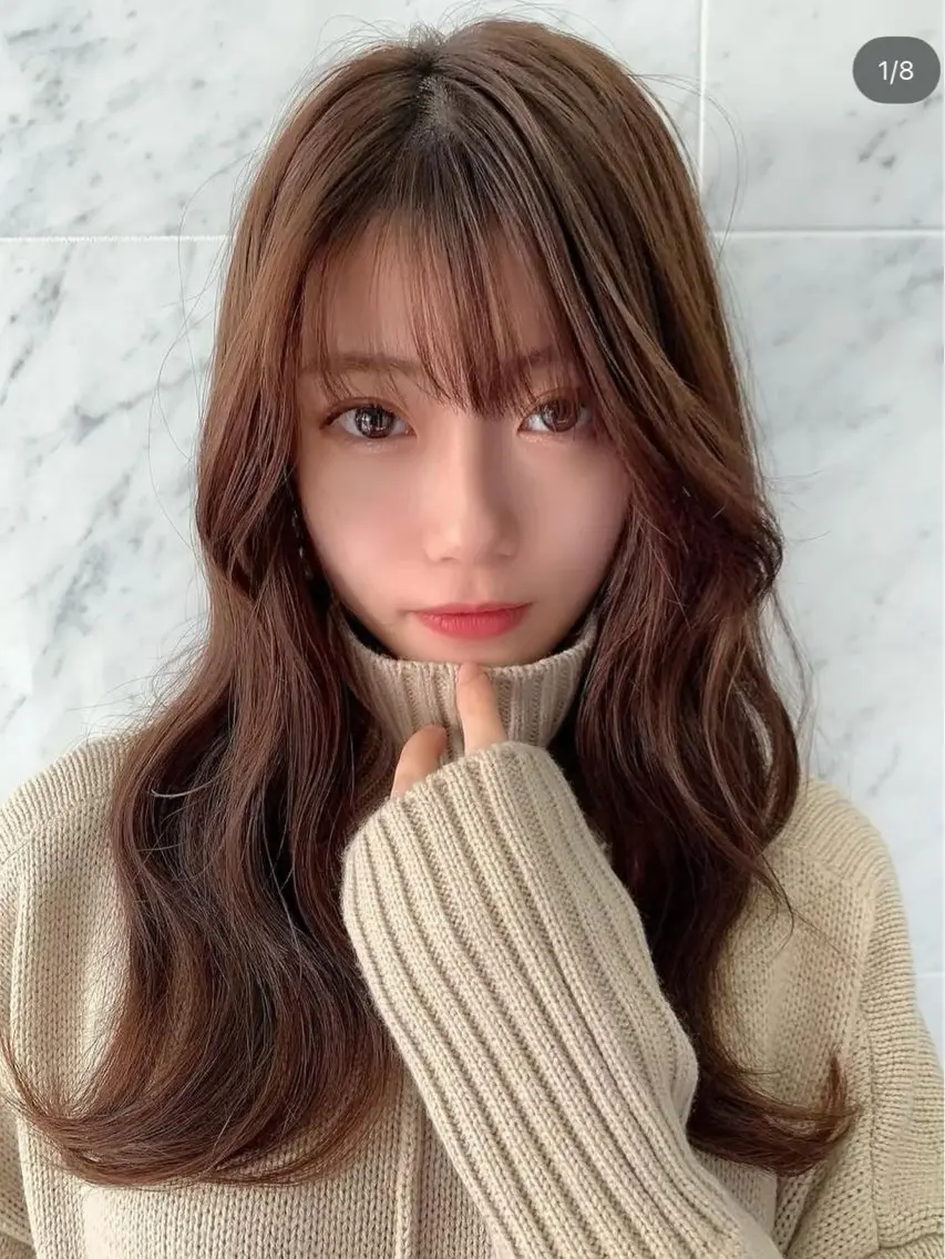 セミロング カラー カット ヘアカラー トリートメント 興津/韓国レイヤー ダブルカラー美髪縮毛のヘアスタイル
