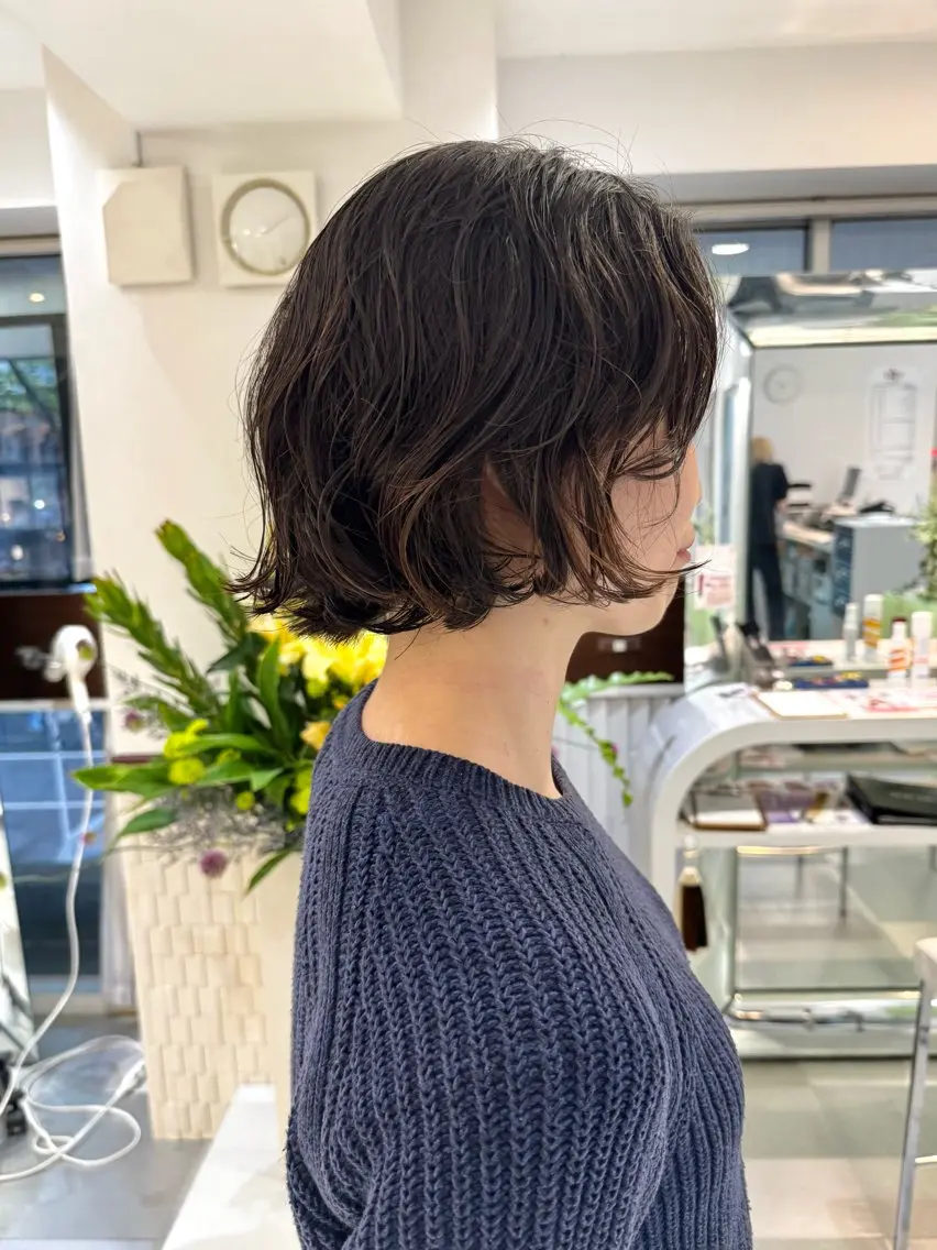 ショート パーマ ショートボブ ボブ ショートヘア カット パーマ トリートメント デジタルパーマ 🌀ボブ　萩原　龍のヘアスタイル