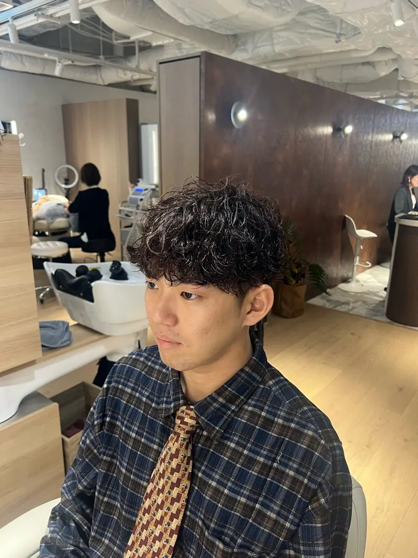 ショート パーマ メンズ カット パーマ 梅田茶屋町メンズ 専門美容師 山元一平のヘアスタイル