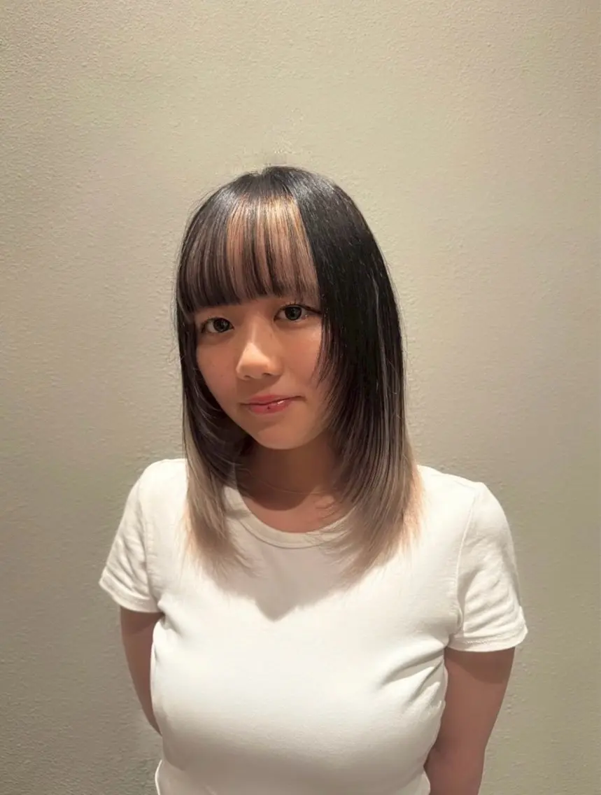 ミディアム カラー カット ヘアカラー トリートメント 透明感/レイヤー/ 縮毛矯正/ほのか🍪のヘアスタイル