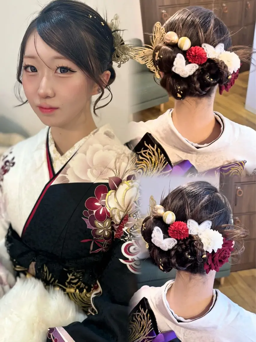 ロング ヘアアレンジ ハーフアップ 結婚式・ブライダル デート 𝘈𝘐𝘙𝘐♡ レイヤーカットのヘアスタイル