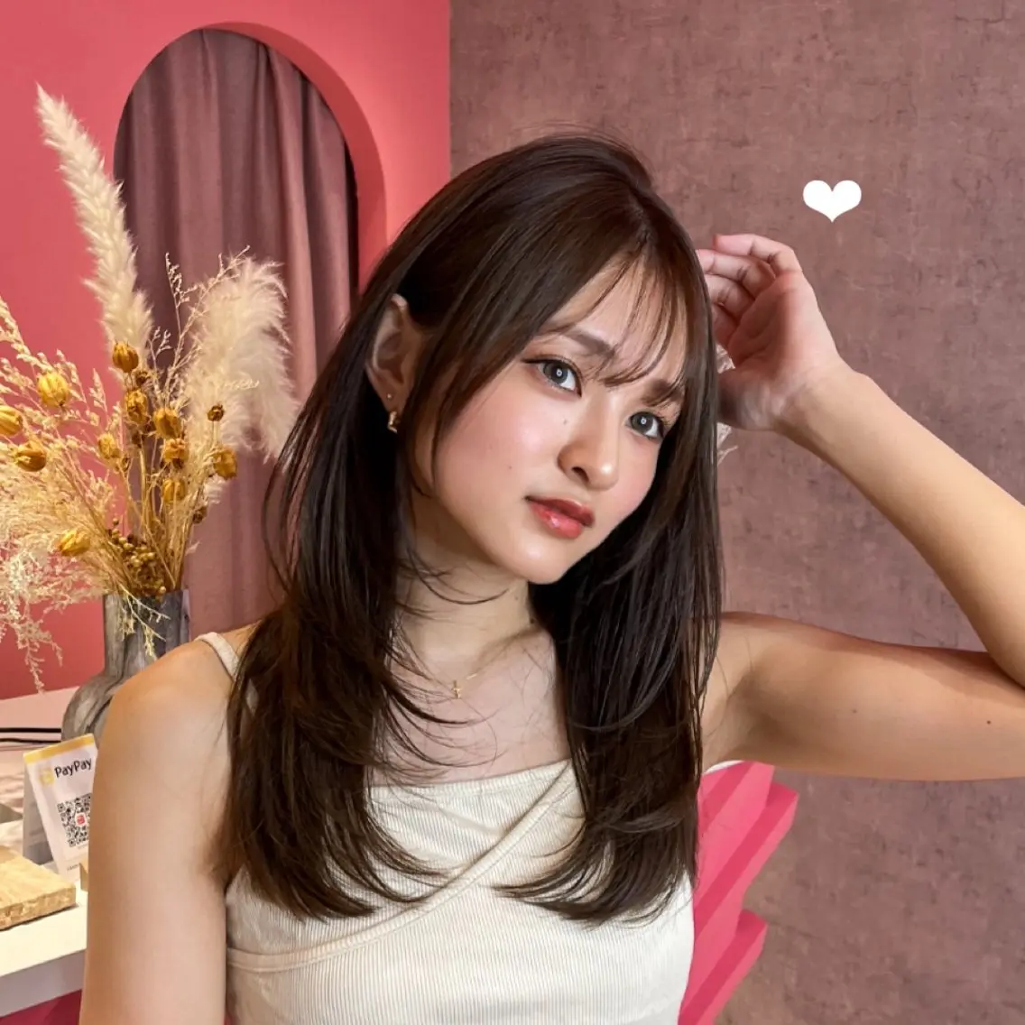 セミロング カラー カット 縮毛矯正 トリートメント 山崎/ボブ縮毛矯正 レイヤー髪質改善のヘアスタイル