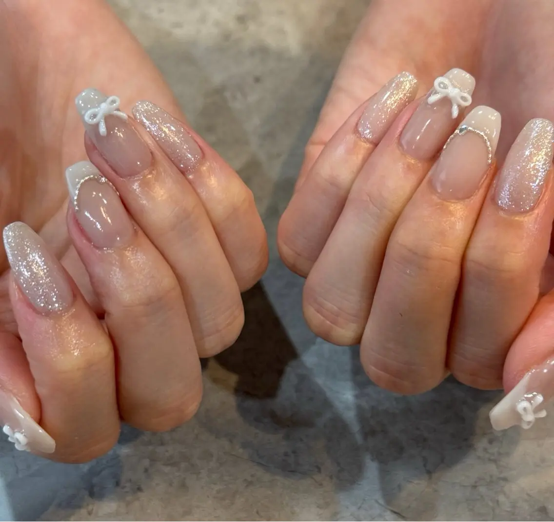 ネイル リボン ハンドネイル Blé nailのネイルデザイン