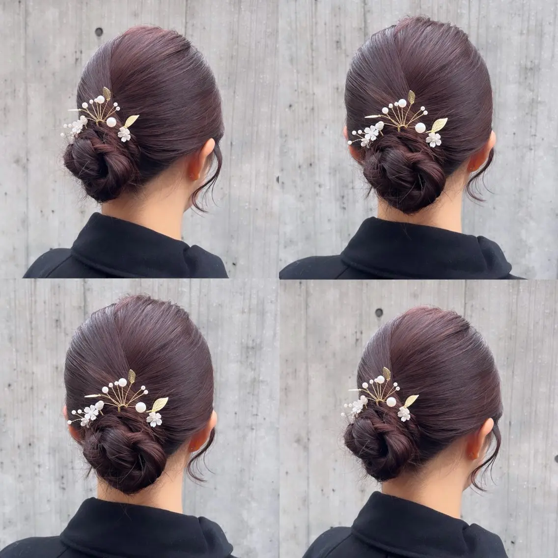 ミディアム カラー ヘアアレンジ 結婚式・ブライダル ボルドーカラー ブラウンカラー カシス ピンクカラー ヘアカラー ヘアセット カジュアルを女っぽく 𝗮𝘆𝗮𝗰𝗼のヘアスタイル
