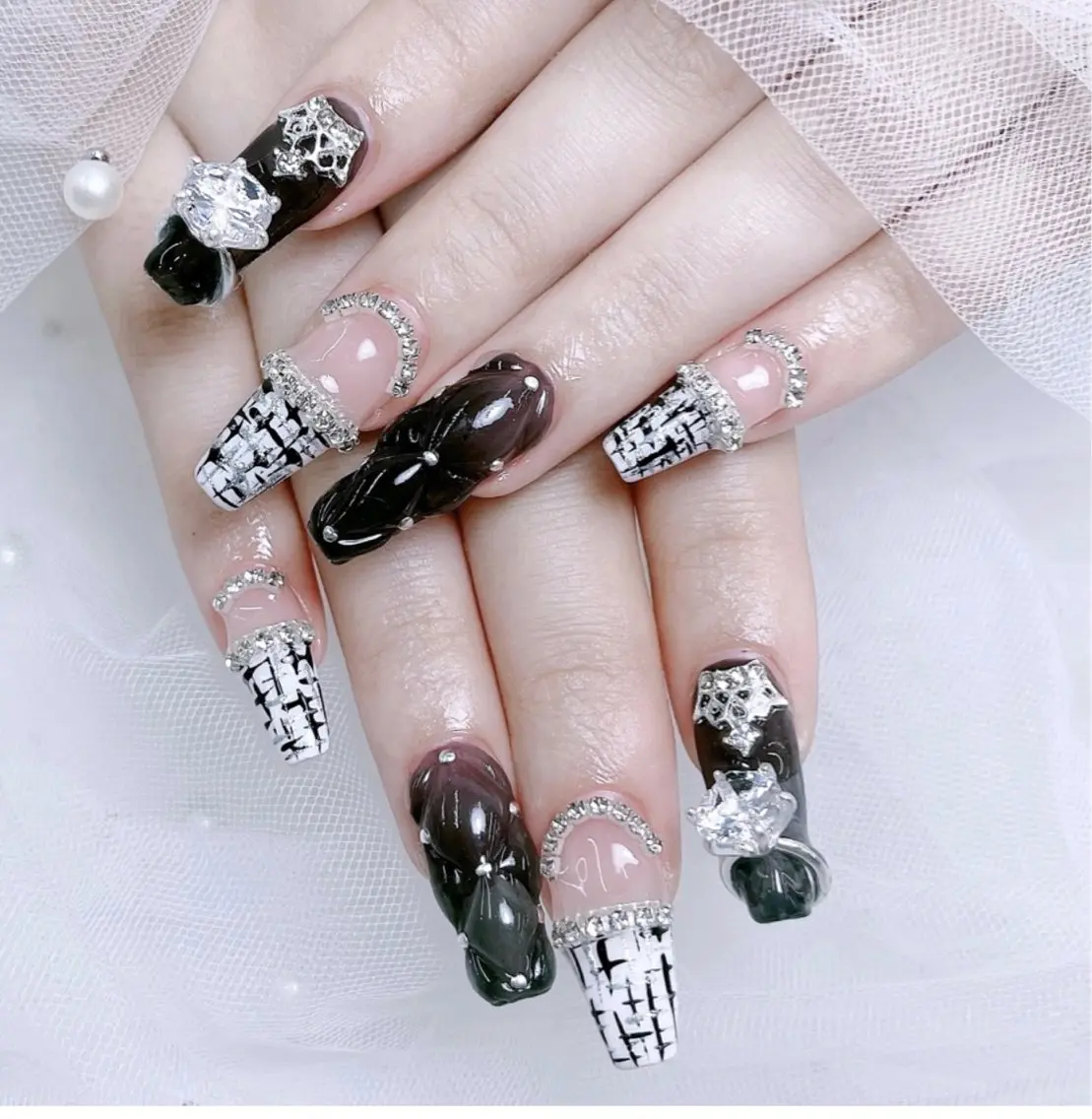 ロング ハンドネイル E🌷nail 長さだし専門店のネイルデザイン