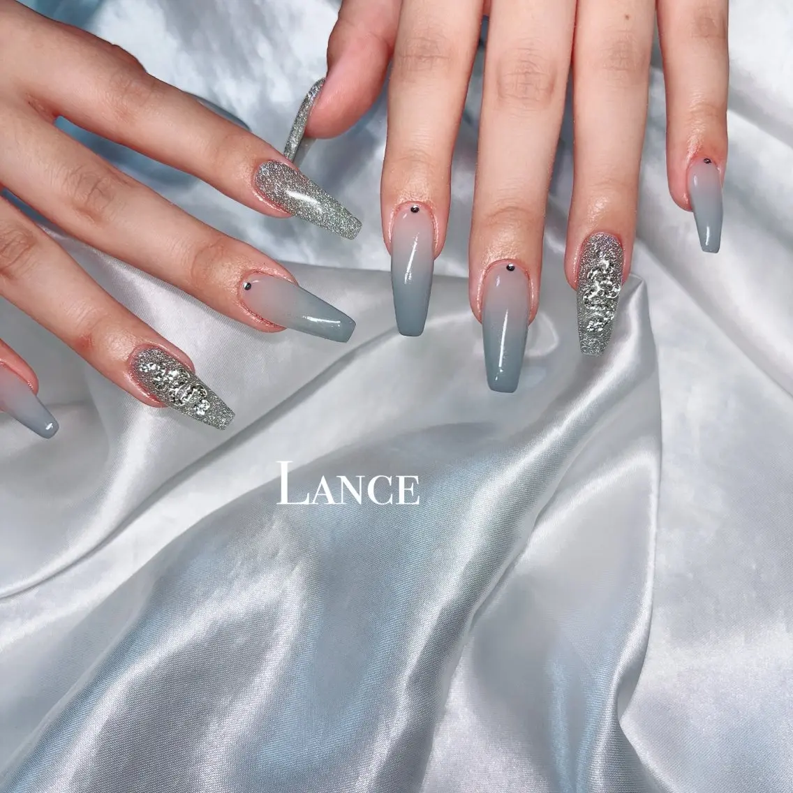 ネイル フレンチネイル キラキラネイル 韓国ネイル ワンカラーネイル ワンホンネイル Lance nailのネイルデザイン