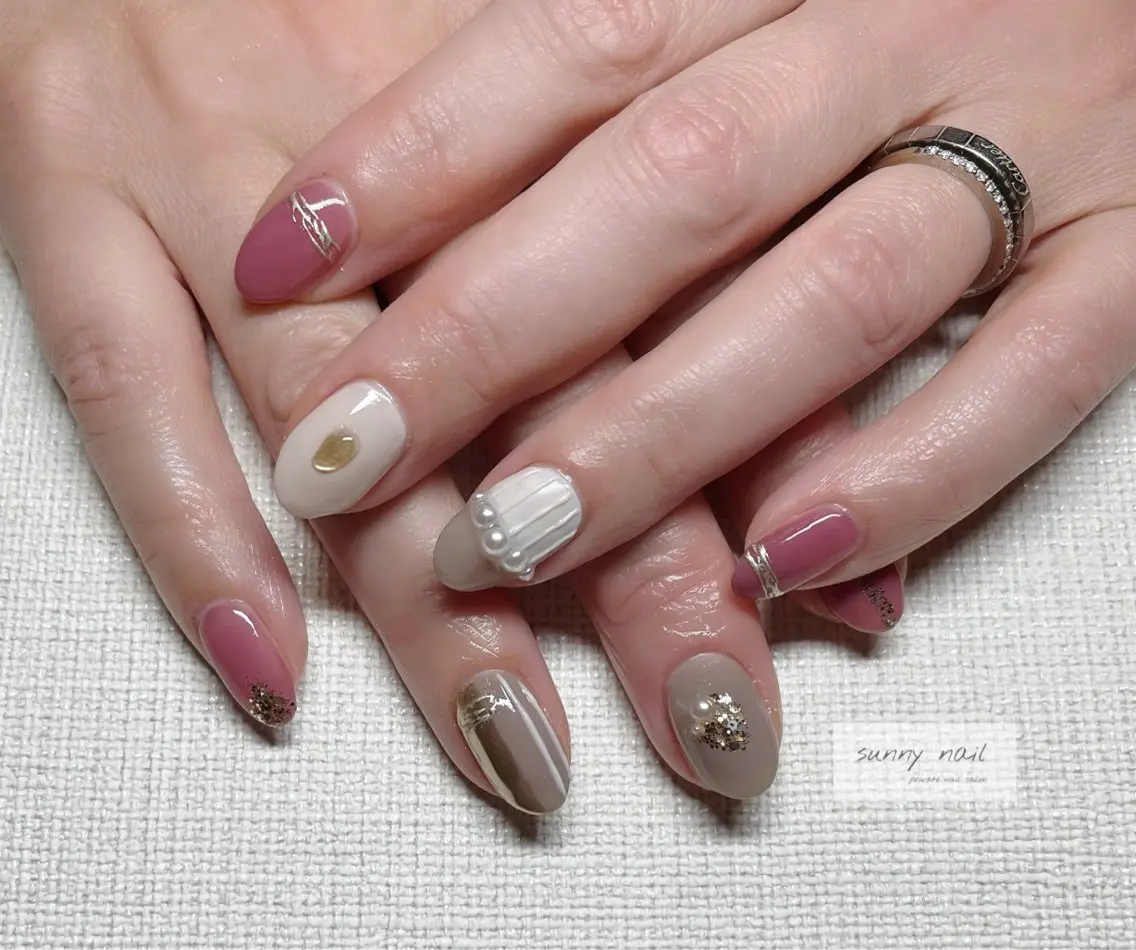 ネイル ミラーネイル ピンク sunny nailのネイルデザイン