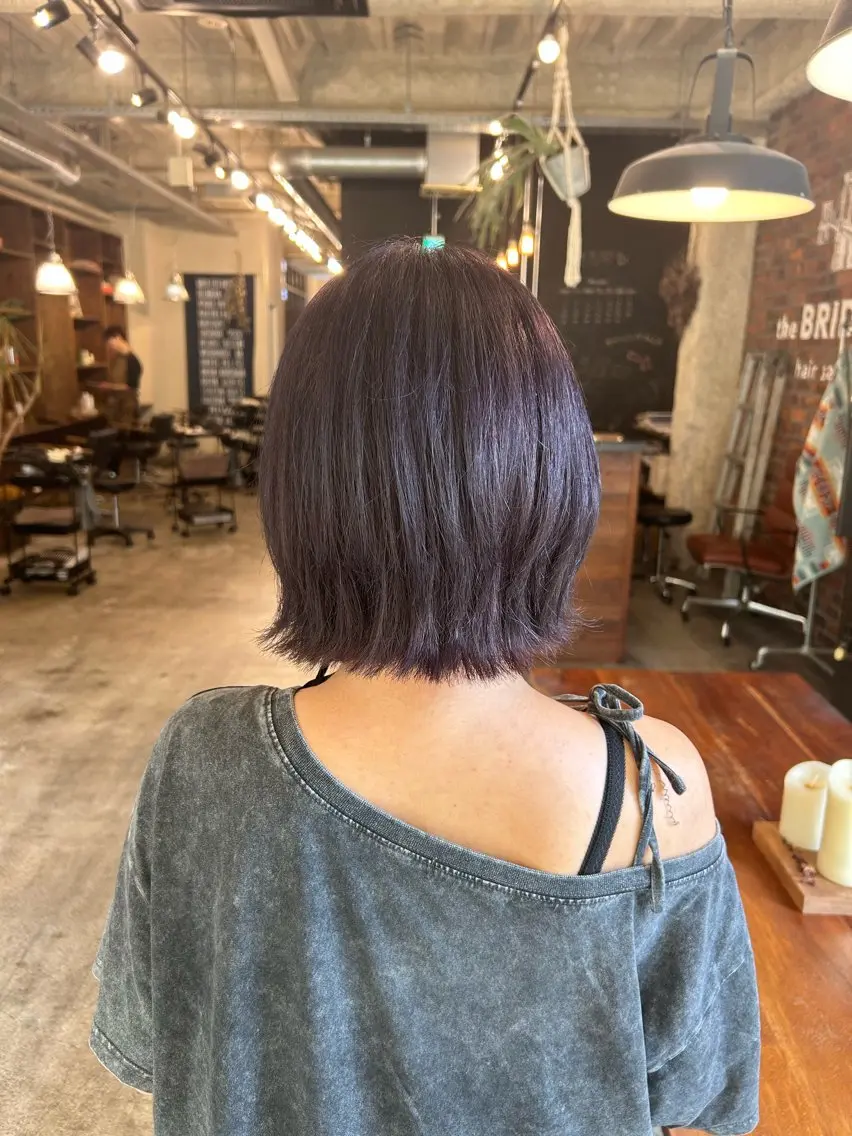 ショート カラー ボブレイヤー ラベンダーカラー ボブ レイヤーカット カット ヘアカラー the BRIDGE 加藤みのりのヘアスタイル