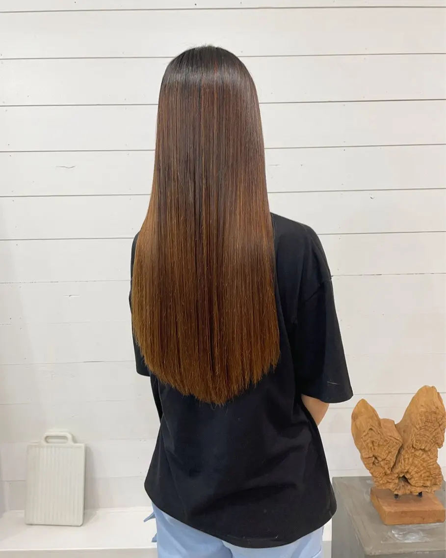 ロング 縮毛矯正 安西 香利奈のヘアスタイル