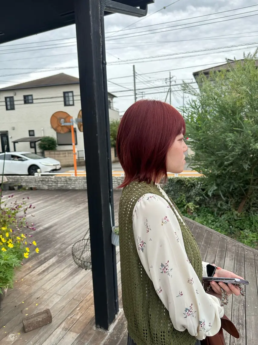 ミディアム カラー レッドカラー 🦖ノザワ リンカ🦖のヘアスタイル