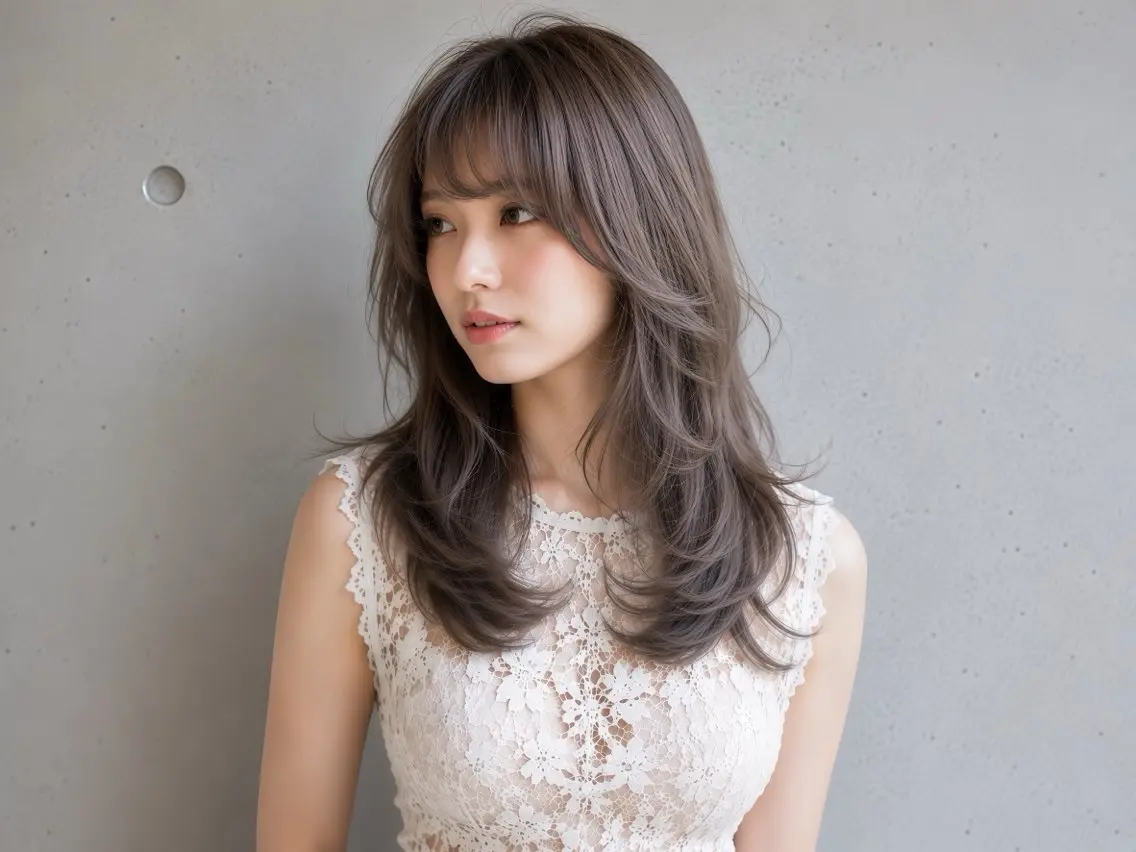 セミロング カラー ヘアカラー トレンド甘めガーリー Mizuki☁️🫧のヘアスタイル