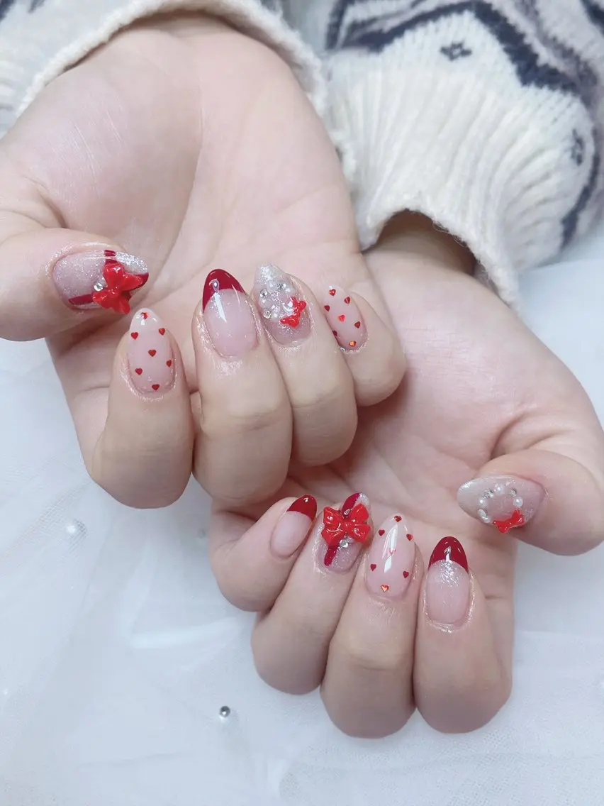 ネイル チークネイル 成人式 フレンチネイル グラデーション 氷ネイル・うるうるネイル ハンドネイル DUO MI nail salonのネイルデザイン