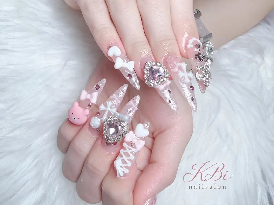 ネイル 成人式 ジェルネイル マグネットネイル 大理石ネイル(マーブル) 持ち込み ハンドネイル K.bi_nail ネイル長さ出し専門店のネイルデザイン