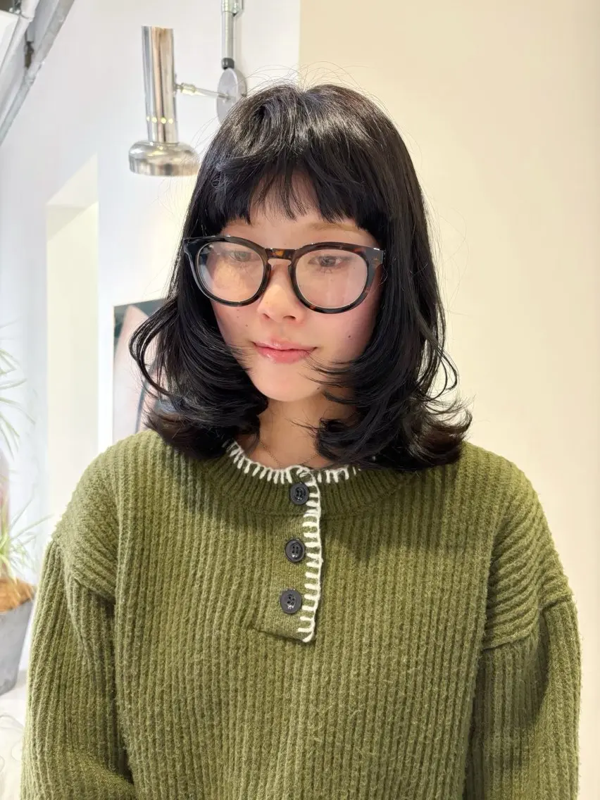 ミディアム カラー カット ヘアカラー レイヤーカット🍏 オリーブ/ののかのヘアスタイル