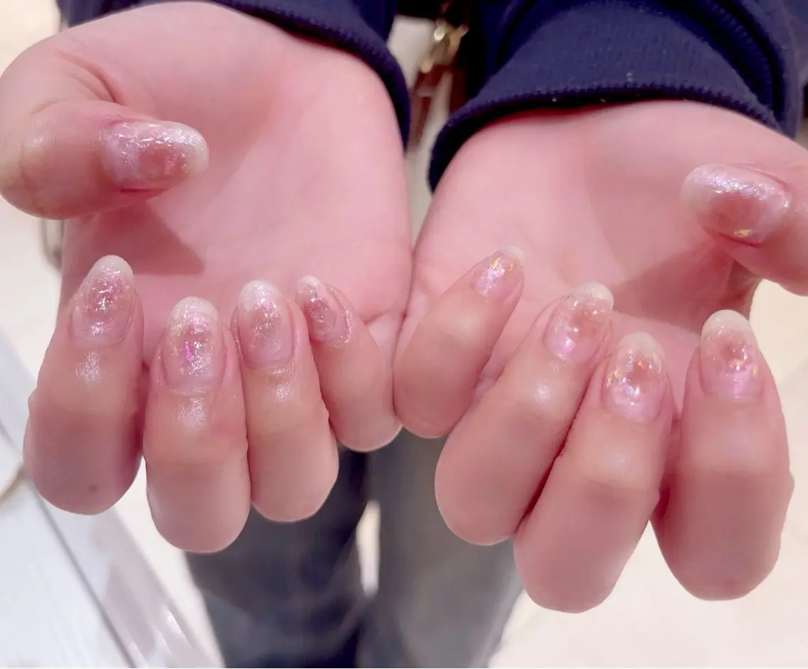 ネイル チークネイル キラキラネイル ニュアンスネイル ぷっくりネイル Riry.S°＊ knailのネイルデザイン