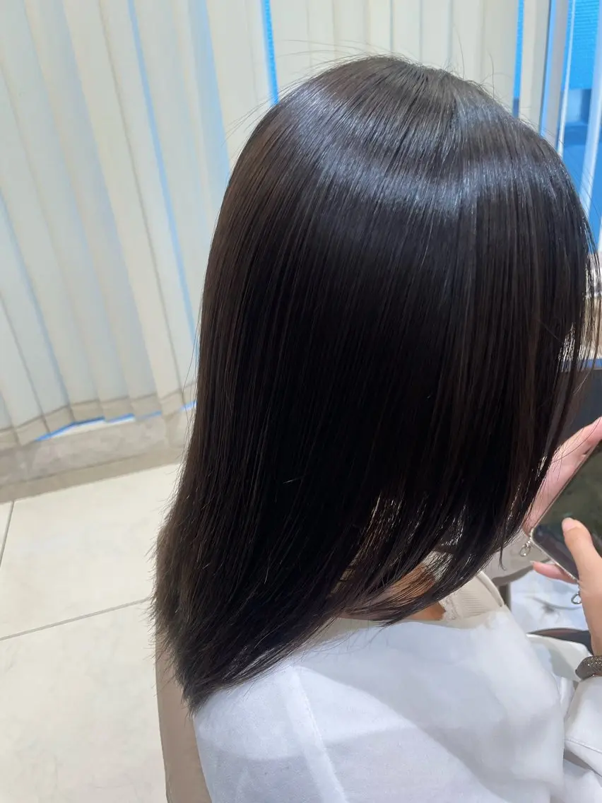 セミロング パーマ カット 縮毛矯正 トリートメント 韓国ヘアメイク🎀/ 縮毛矯正✨山本媛香のヘアスタイル