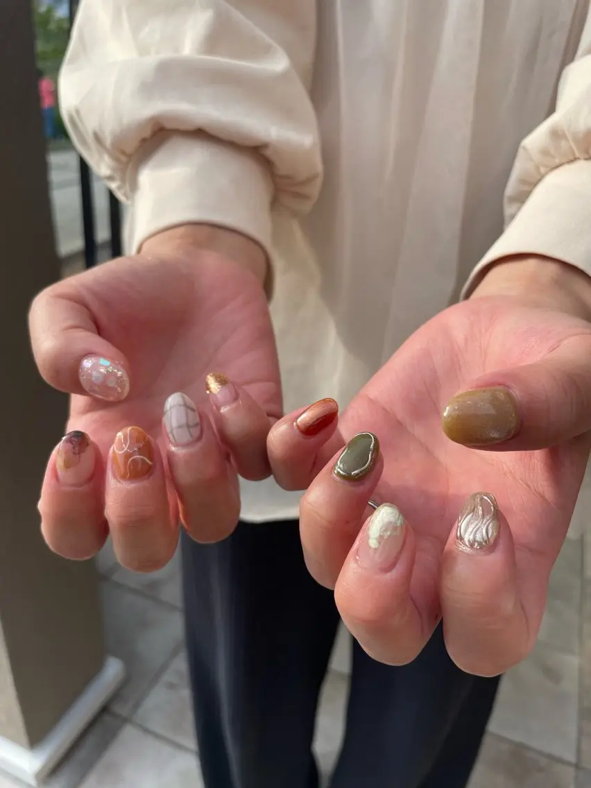 ネイル ハンドネイル 甲斐市自宅サロン 🧸prunelleのネイルデザイン