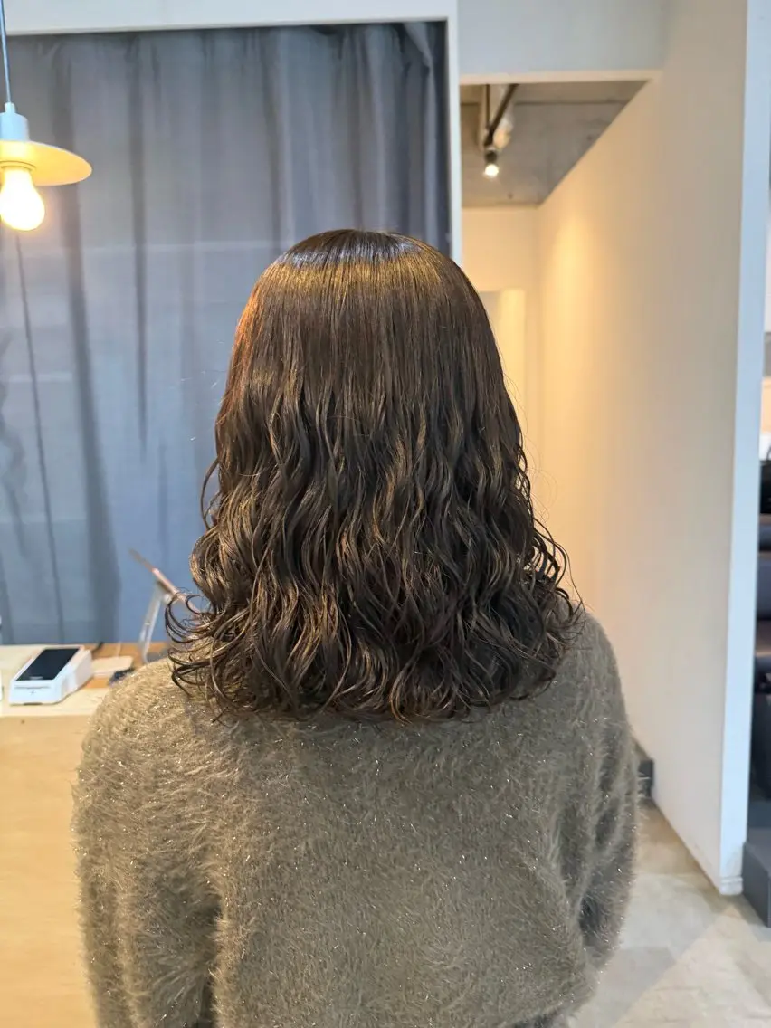 セミロング カット パーマ トリートメント 🌿朝5分でお洒落 パーマスタイル🌿のヘアスタイル