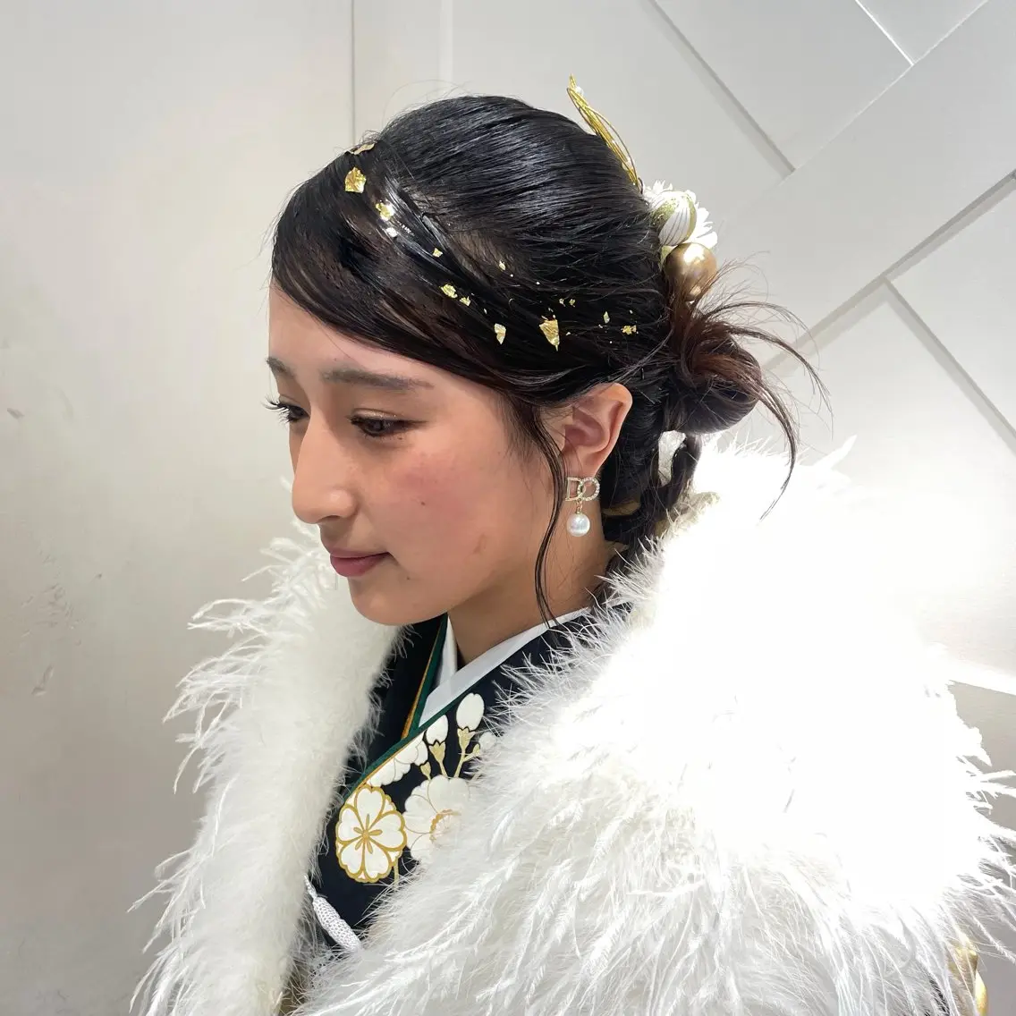 ヘアアレンジ 成人式 ヘアセット 銀座：似合わせカラー オリーブ🫒アレンジのヘアスタイル