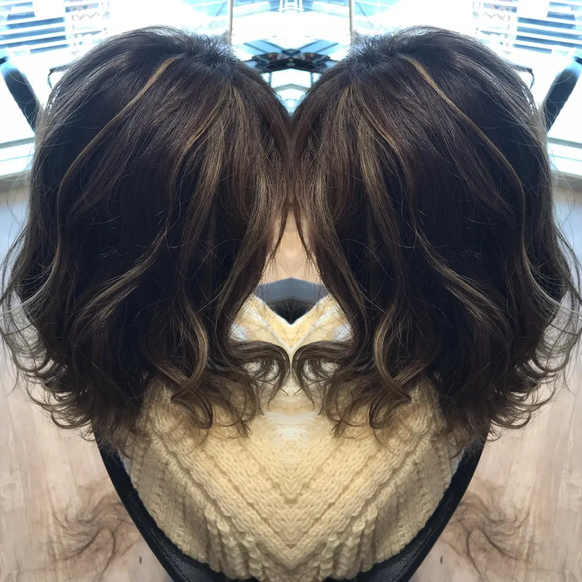 ミディアム ハイライト ヘアカラー 大久保 隆蔵のヘアスタイル
