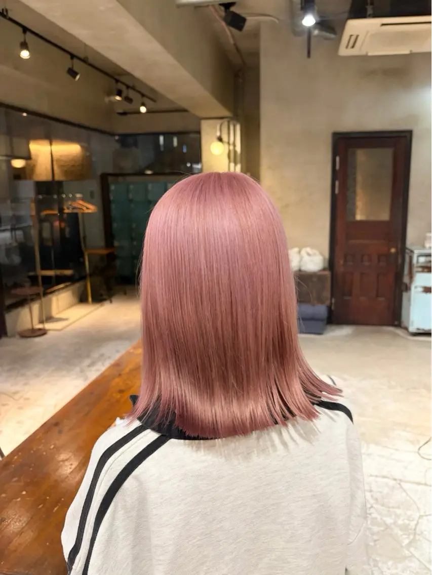セミロング カラー ヘアアレンジ ブリーチ ピンクカラー カット ヘアカラー トリートメント レイヤー/艶髪矯正 🪐takushiのヘアスタイル