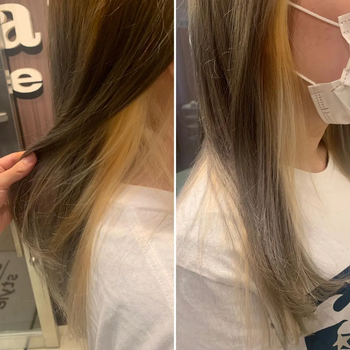 ロング カラー アッシュ アッシュグレー ブリーチ ケアブリーチ インナーカラー ヘアカラー トリートメント 藤本 麻衣のヘアスタイル