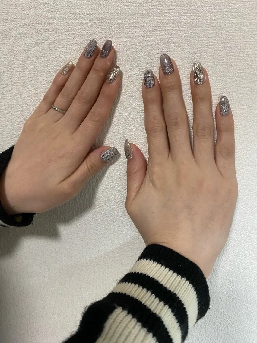 ネイル ツイードネイル ハンドネイル 自宅サロン FeelFreeのネイルデザイン