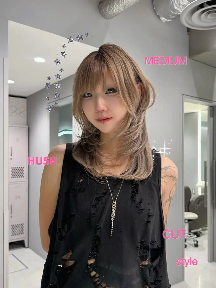 ミディアム ハッシュカット 新宿レイヤーカット (火)吉祥寺🎀リサのヘアスタイル