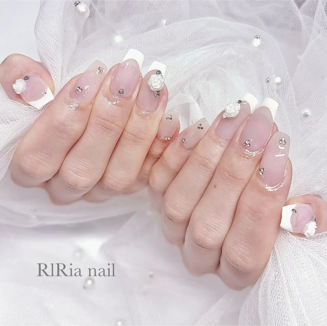 ネイル フレンチネイル オフィスネイル ブライダルネイル ハンドネイル 🎀RIRia nail🎀のネイルデザイン