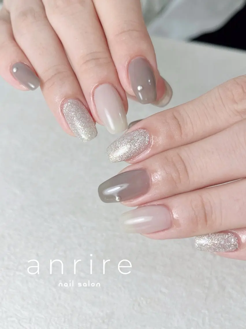 ネイル ジェルネイル ラメ(グリッター) パラジェル シンプルネイル nailsalon anrireのネイルデザイン