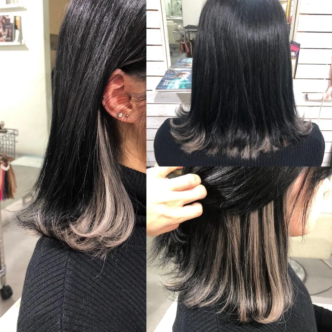 ミディアム カラー シールエクステ ブリーチ イヤリングカラー ハイライトカラー インナーカラー 🦋美髪／エクステ 🦋アベイクミのヘアスタイル