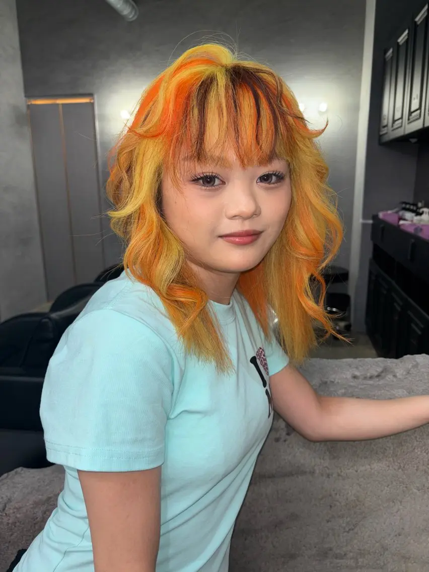 セミロング カラー ヘアカラー デザインカラー /rioのヘアスタイル