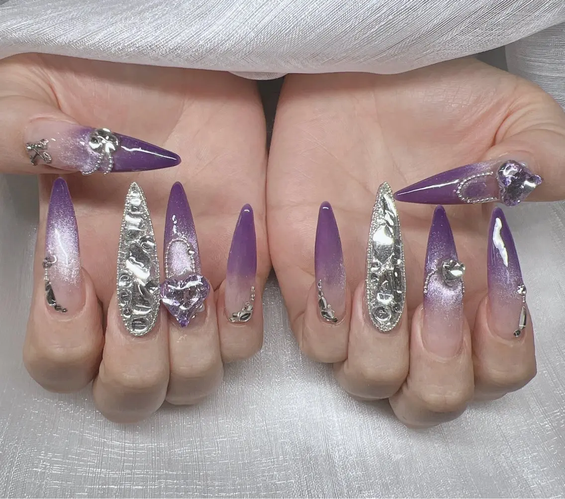 ネイル 長さ出し グラデーション キラキラネイル マグネットネイル ニュアンスネイル Lee Nails チップ長さだし専門店のネイルデザイン