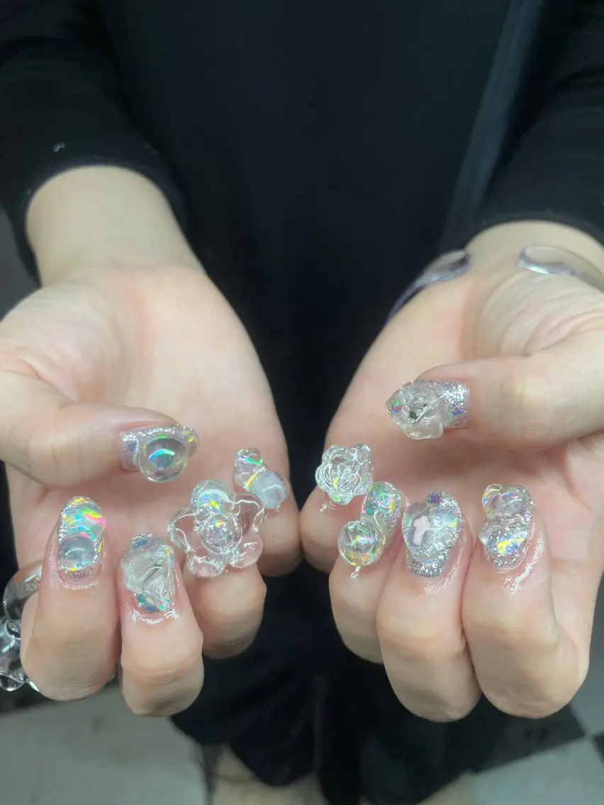 ネイル クリアネイル ハンドネイル posa nail モエミのネイルデザイン