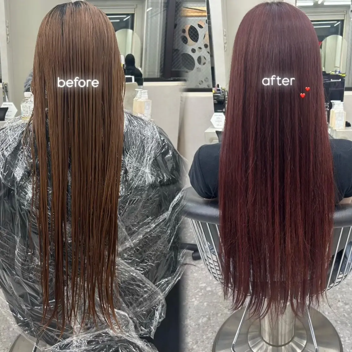 カラー ブリーチ ダブルカラー ブリーチなしカラー レッドカラー ヘアカラー トリートメント あ い か 🎀 レイヤーカットのヘアスタイル