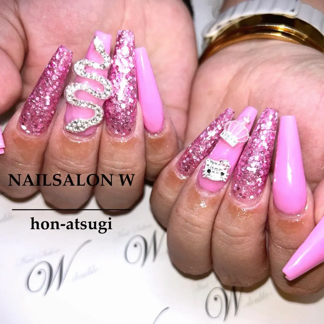 ロング ロング ハンドネイル ネイルサロン ダブルのネイルデザイン