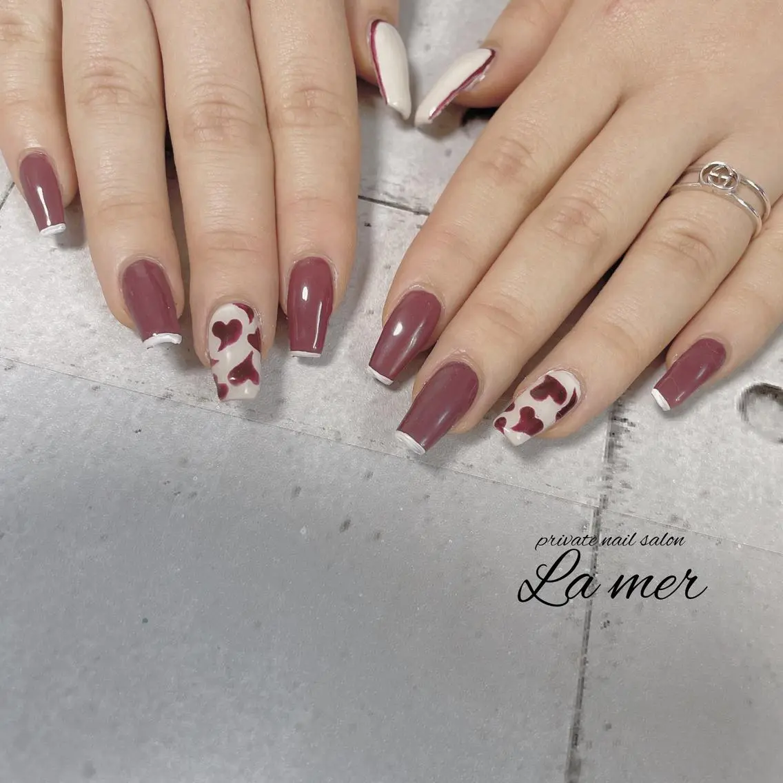 ネイル ボルドー ニュアンスネイル バレンタイン Laulii RIKAのネイルデザイン