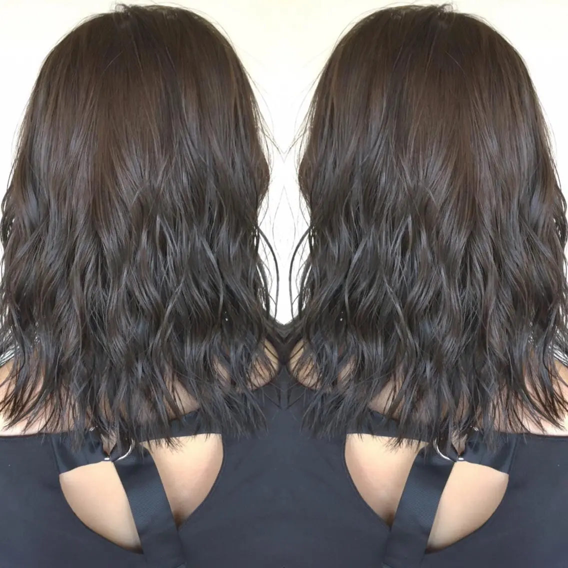 ミディアム カラー パーマ ヘアアレンジ アッシュ ダークアッシュ エグチ アキラのヘアスタイル