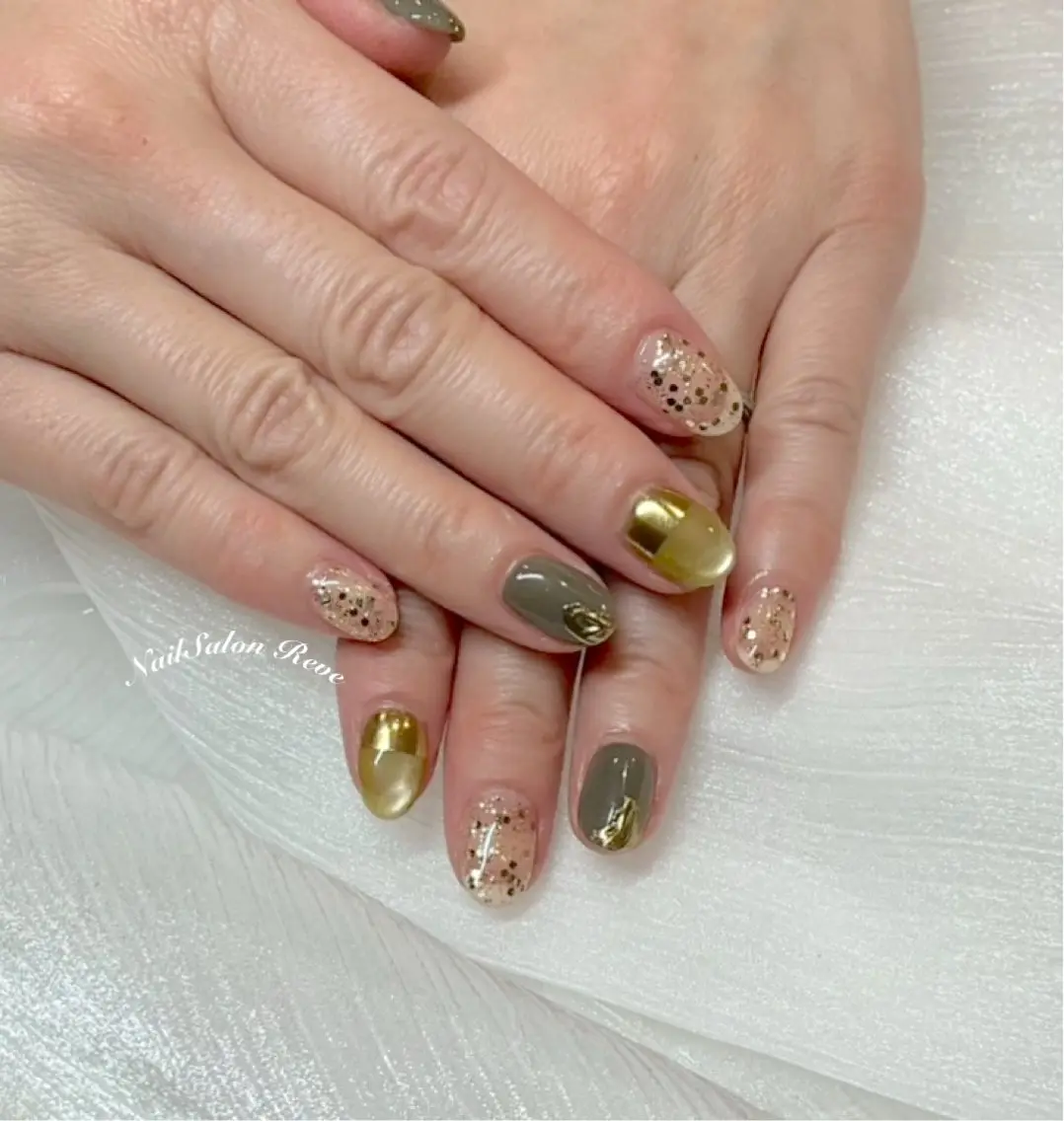 ネイル ミラーネイル ハンドネイル NailSalon Reveのネイルデザイン